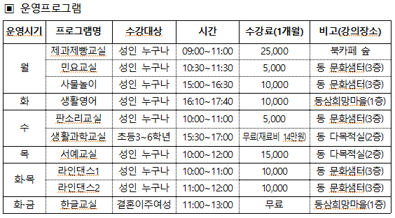 동삼1동 주민자치회 프로그램 1