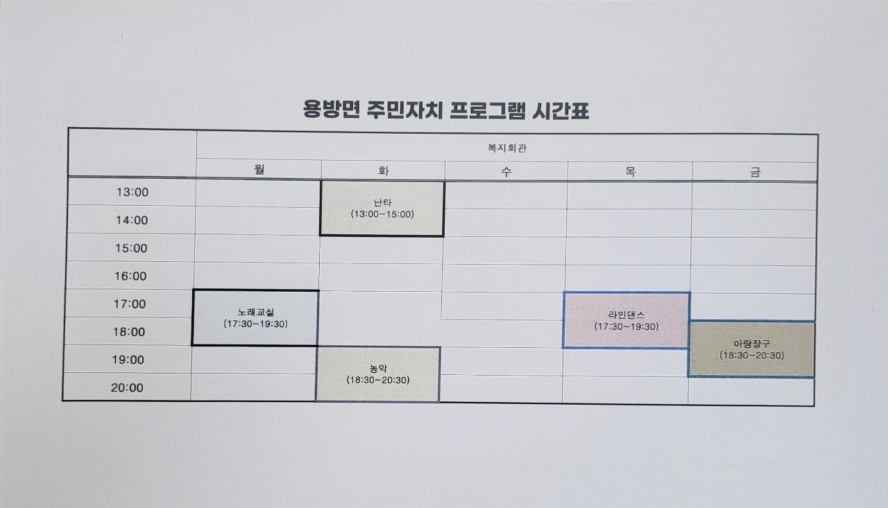 용방면 주민자치 프로그램 1