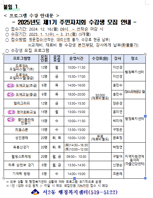 서2동 주민자치프로그램 1