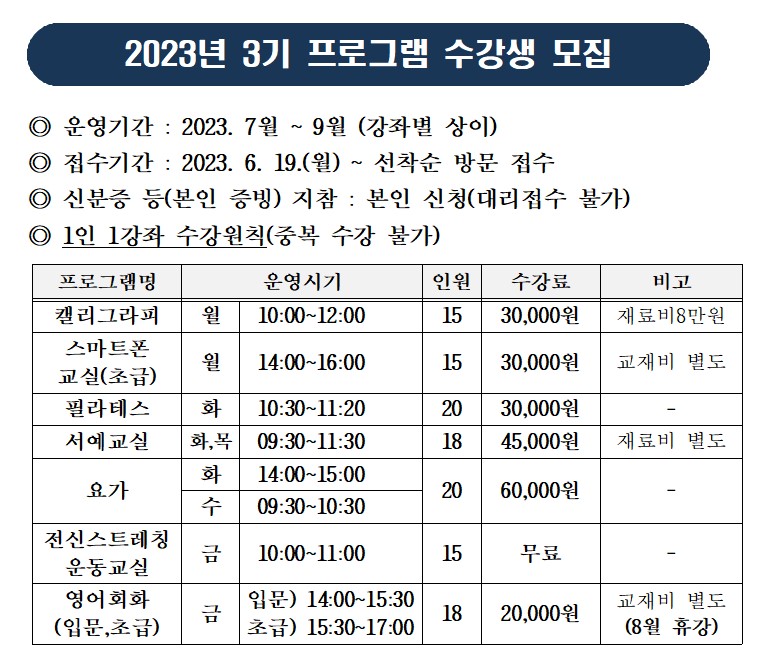 장전1동 주민자치 프로그램 1