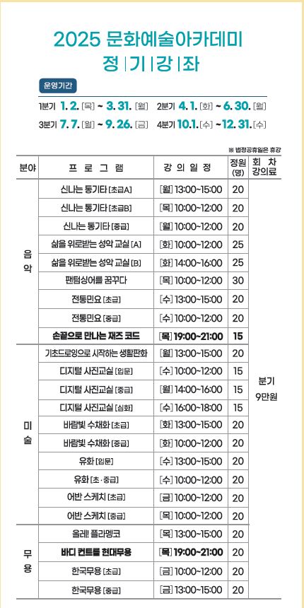 금정문화회관 문화예술아카데미 1