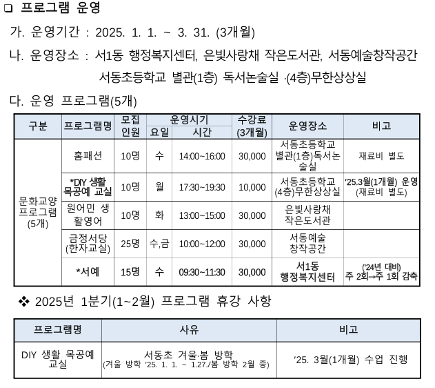 서1동 주민자치 프로그램 1