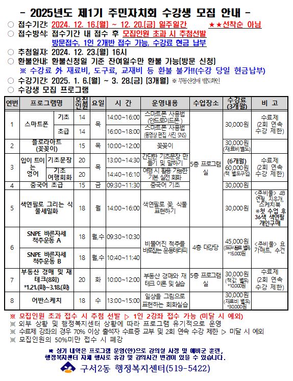 구서2동 주민자치 프로그램 1