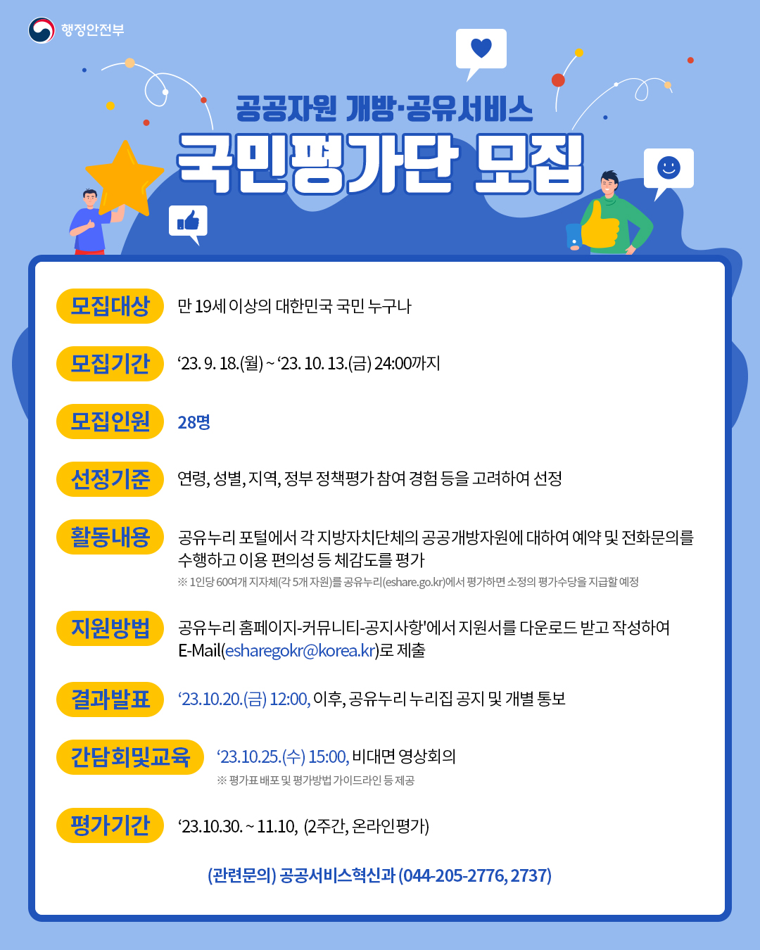 행정안전부 「공공자원 개방·공유서비스 국민평가단」 공모