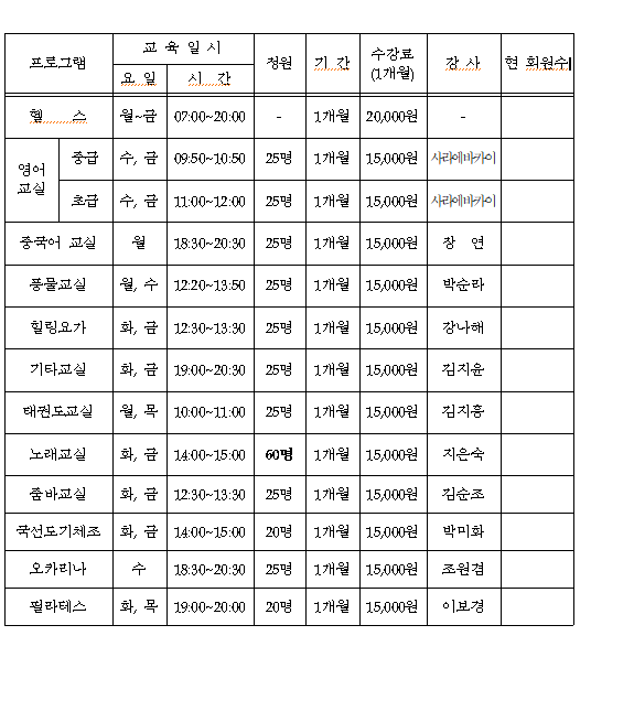 주민자치프로그램(필라테스) 1