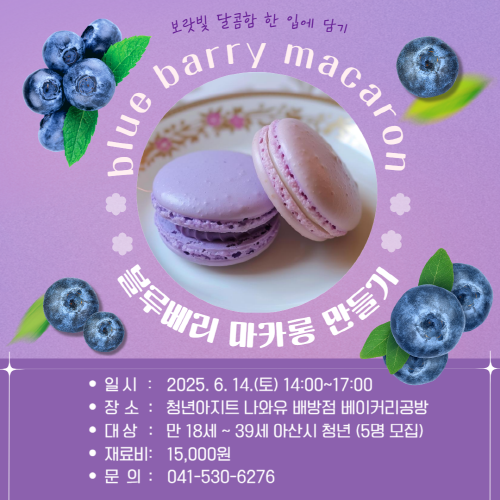 청년아지트 나와유 보랏빛 달콤함 블루베리 마카롱 클래스 1