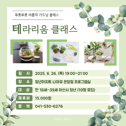 청년아지트 나와유 나만의 작은 정원 테라리움 클래스 1