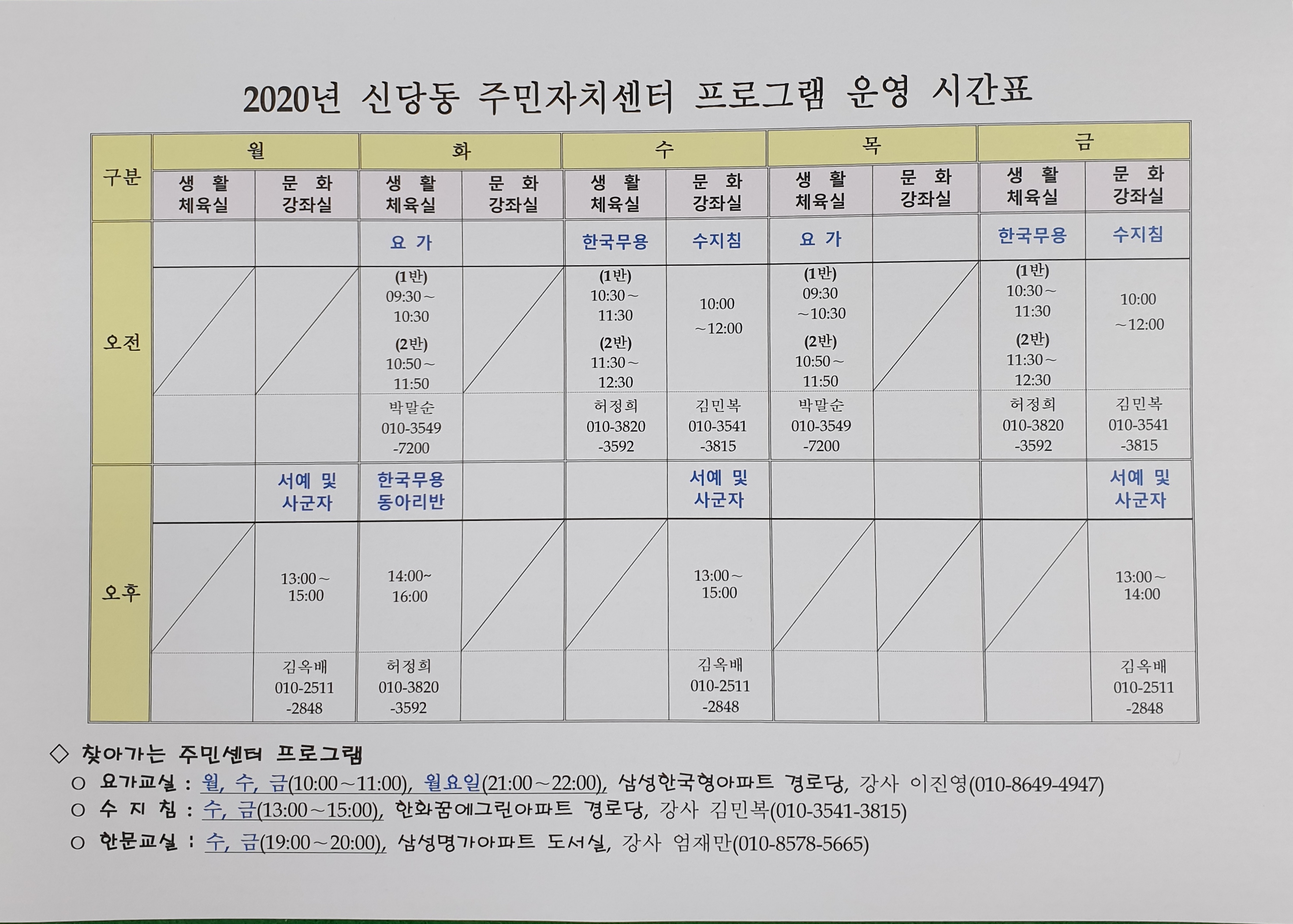 신당동 수지침교실(주민자치센터 프로그램) 1